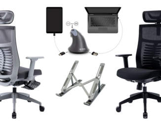 Yenkee pomocníci do kanceláře - židle, ergonomická myš a stojánek na notebook