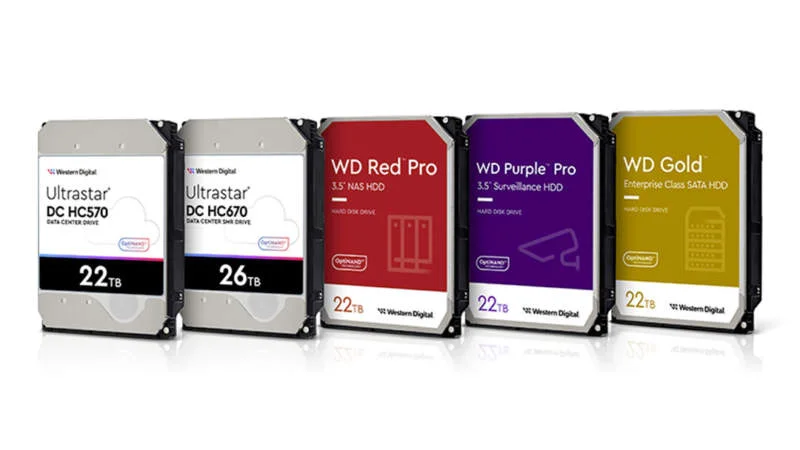 pevné disky Western Digital s kapacitou 22 TB a 26 TB