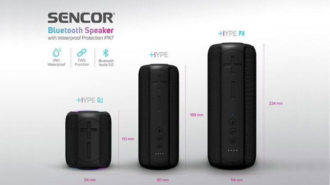 BlueTooth-reproduktory-Sencor-Hype bezdrátové voděodolné reproduktory Sencor HYPE