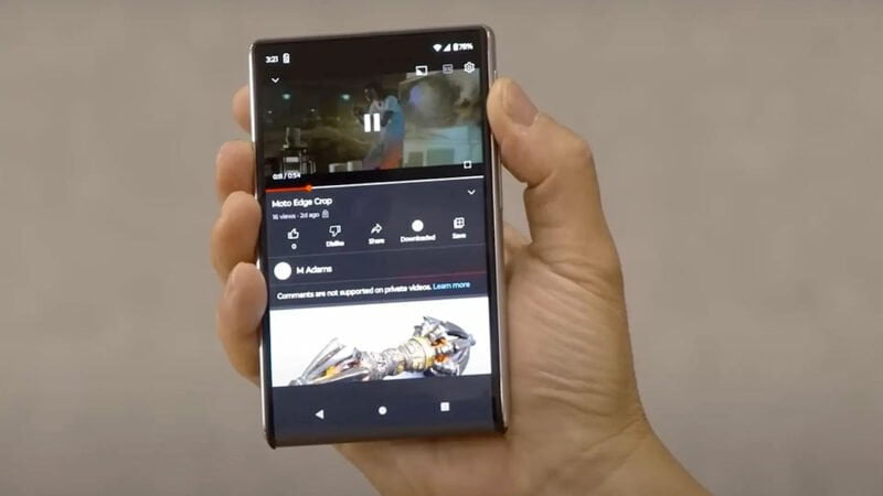 Motorola telefon s rolovací obrazovkou koncept