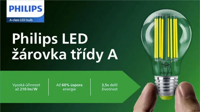 úsporné žárovky Philips třídy A s prodlouženou životností