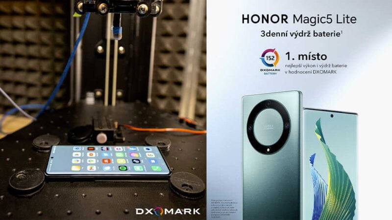 telefon HONOR Magic5 Lite test DxOMark výdrž baterie