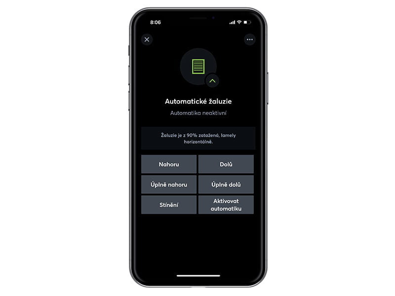 Loxone aplikace automatické žaluzie