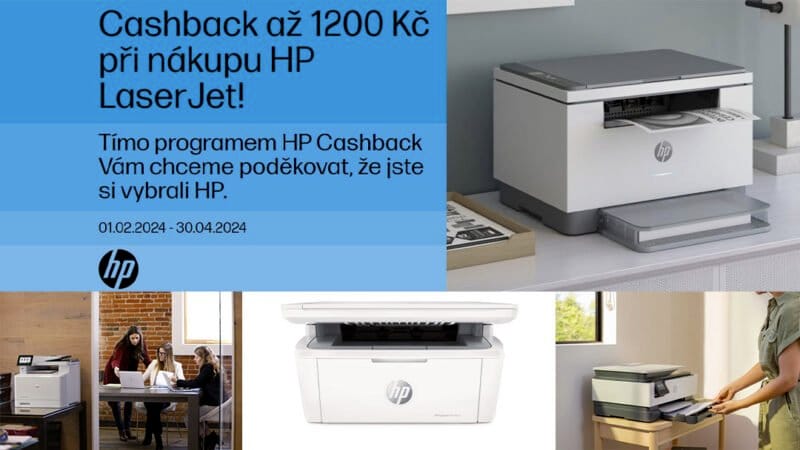 HP cashback sleva akce tiskárna nákup laserjet smart tank inkoust úspora