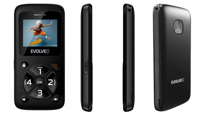 levný telefon pro seniory pro děti EVOLVEO EasyPHONE ID, tlačítka, SOS, svítilna, FM rádio, specifikace, cena