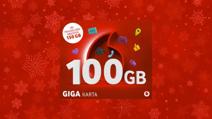 Vodafone, giga karta, datový, balíček, Vánoce, akce, cena, 150 GB