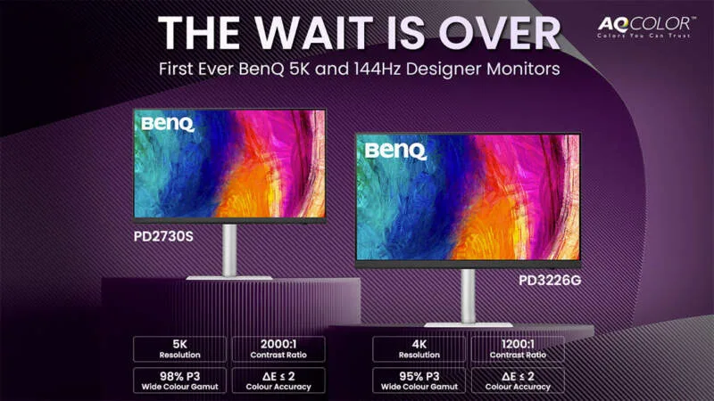 monitor, 4K, 5K, 144 Hz, BenQ, PD2730S, PD3226G, specifikace, cena